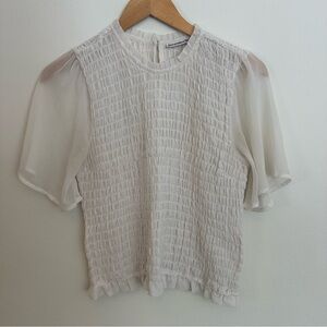 Abercrombie & Fitch White Sheer Sleeve Blouse